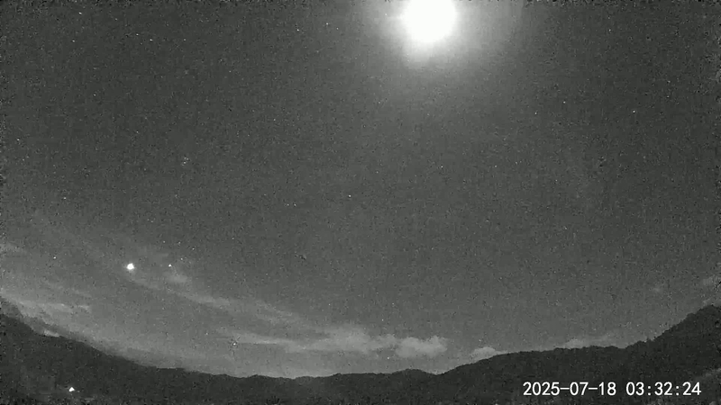 A meteor streaking across the southeastern sky, captured in a GIF