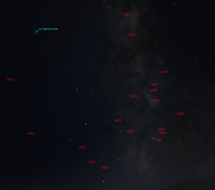 Stellarium with Messier objects labeled